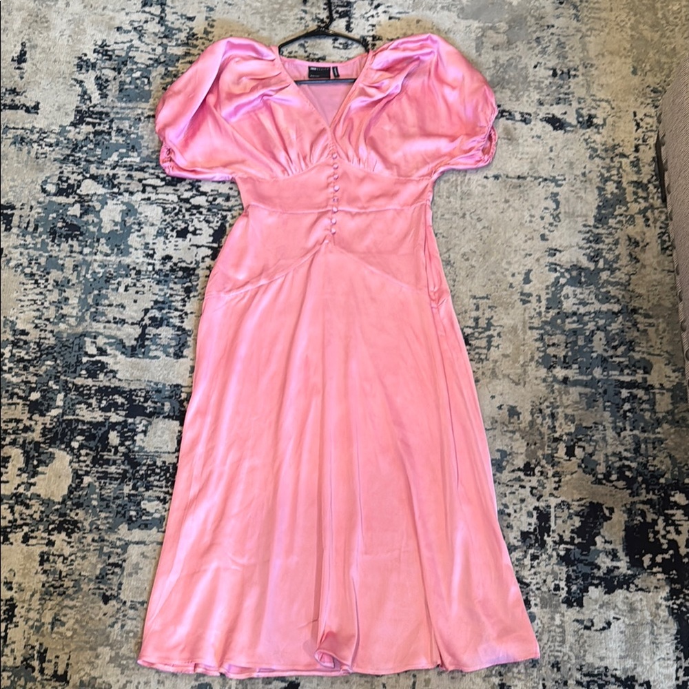 ASOS Pink Puff Sleeve Maxi Gown